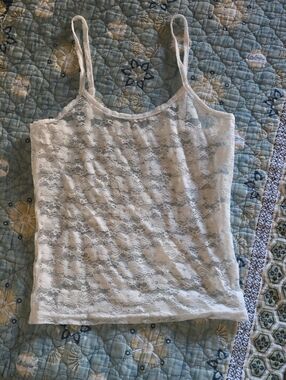 White Lace Spaghetti Strap Tank Top